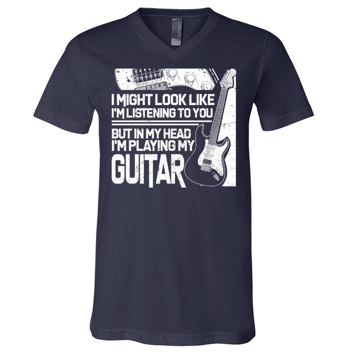 In My Head I'm Playing My Guitar V-Neck T-Shirt