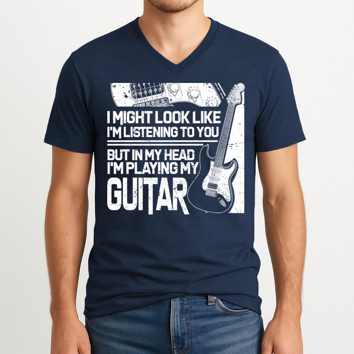 In My Head I'm Playing My Guitar V-Neck T-Shirt
