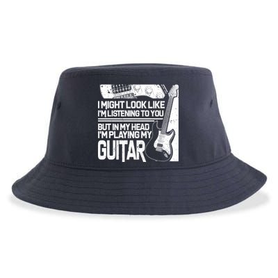 In My Head I'm Playing My Guitar Sustainable Bucket Hat