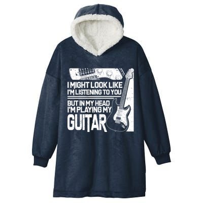 In My Head I'm Playing My Guitar Hooded Wearable Blanket