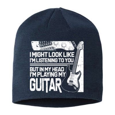 In My Head I'm Playing My Guitar Sustainable Beanie