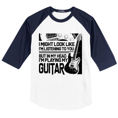 In My Head I'm Playing My Guitar Baseball Sleeve Shirt