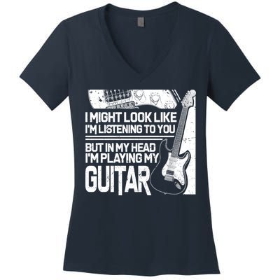 In My Head I'm Playing My Guitar Women's V-Neck T-Shirt