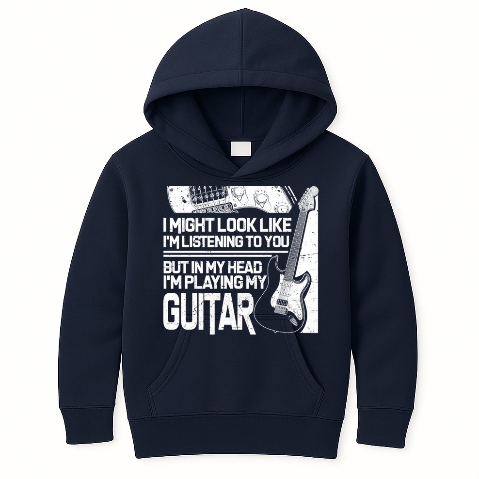 In My Head I'm Playing My Guitar Kids Hoodie