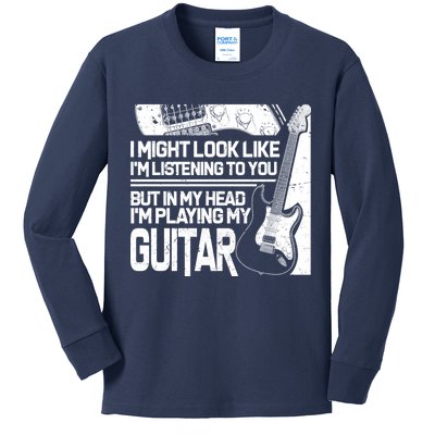 In My Head I'm Playing My Guitar Kids Long Sleeve Shirt