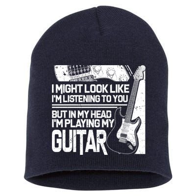In My Head I'm Playing My Guitar Short Acrylic Beanie