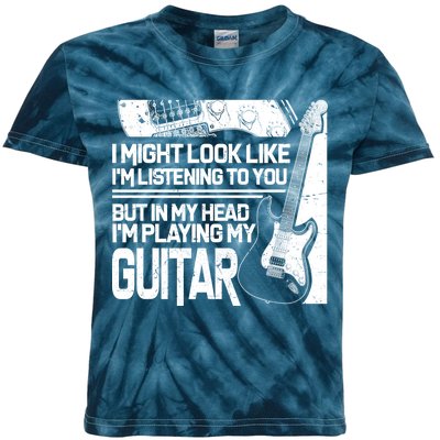 In My Head I'm Playing My Guitar Kids Tie-Dye T-Shirt