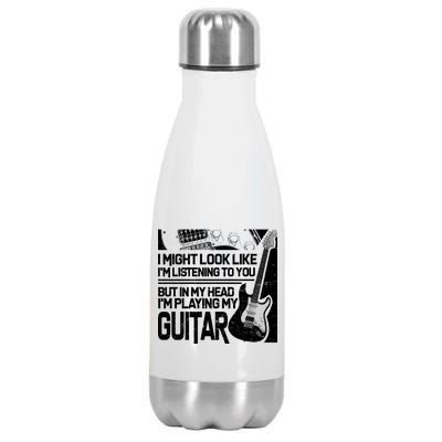 In My Head I'm Playing My Guitar Stainless Steel Insulated Water Bottle