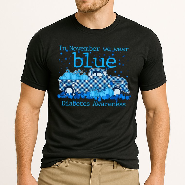 In November We Wear Blue Diabetes Awareness Cooling Performance Crew T-Shirt