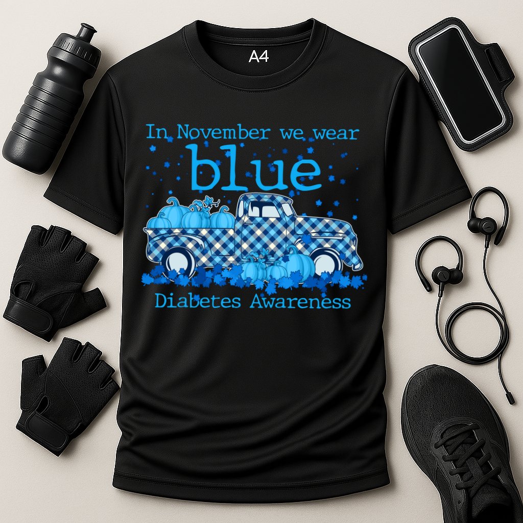 In November We Wear Blue Diabetes Awareness Cooling Performance Crew T-Shirt
