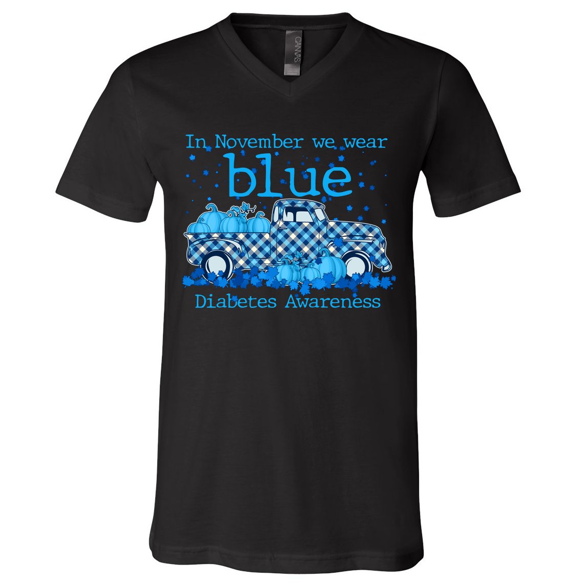 In November We Wear Blue Diabetes Awareness V-Neck T-Shirt