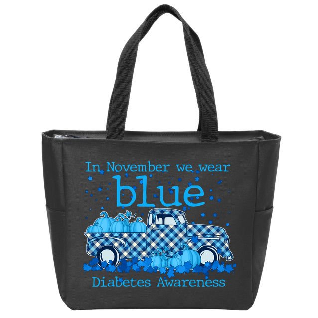 In November We Wear Blue Diabetes Awareness Zip Tote Bag