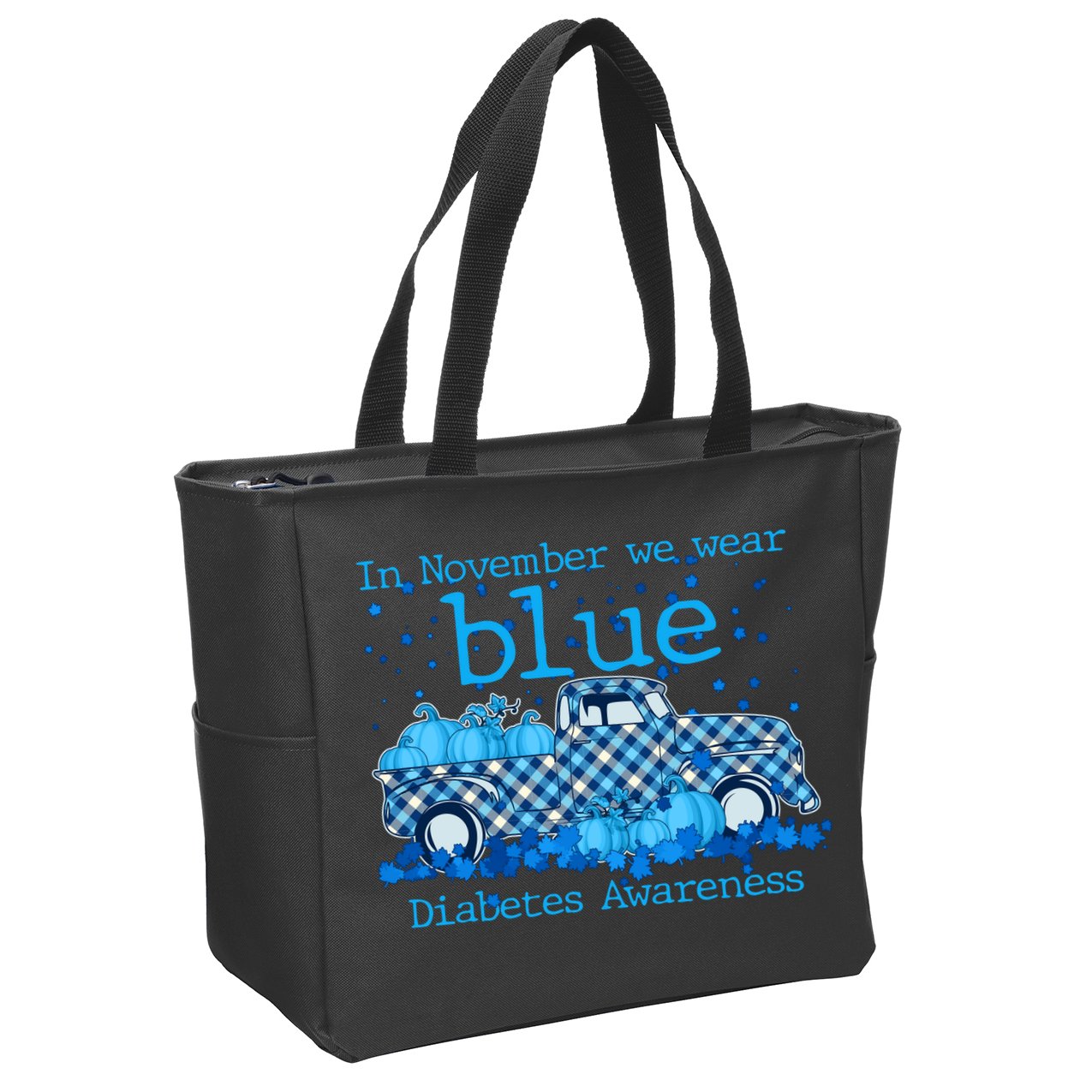 In November We Wear Blue Diabetes Awareness Zip Tote Bag