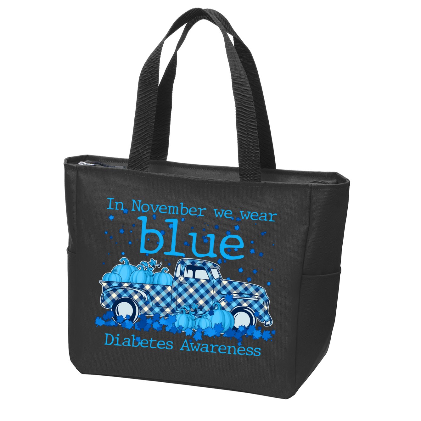 In November We Wear Blue Diabetes Awareness Zip Tote Bag