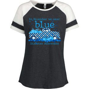 In November We Wear Blue Diabetes Awareness Enza Ladies Jersey Colorblock Tee