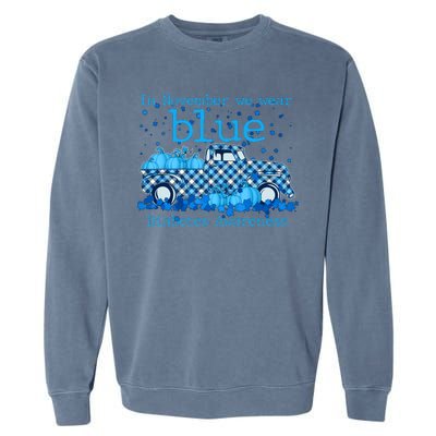 In November We Wear Blue Diabetes Awareness Garment-Dyed Sweatshirt