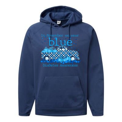 In November We Wear Blue Diabetes Awareness Performance Fleece Hoodie