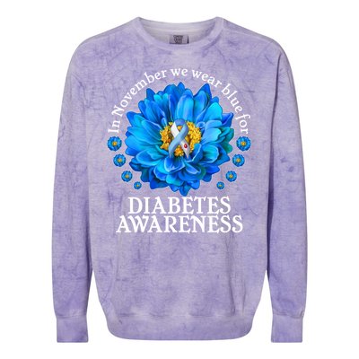 In November We Wear Blue For Diabetes Awareness Colorblast Crewneck Sweatshirt