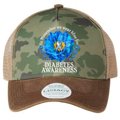 In November We Wear Blue For Diabetes Awareness Legacy Tie Dye Trucker Hat