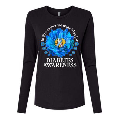 In November We Wear Blue For Diabetes Awareness Womens Cotton Relaxed Long Sleeve T-Shirt