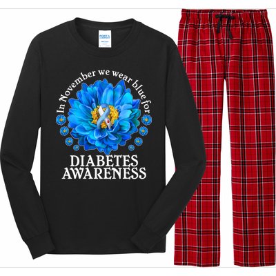 In November We Wear Blue For Diabetes Awareness Long Sleeve Pajama Set