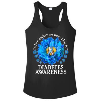 In November We Wear Blue For Diabetes Awareness Ladies PosiCharge Competitor Racerback Tank