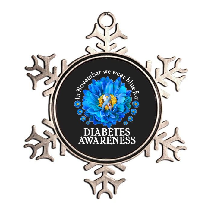 In November We Wear Blue For Diabetes Awareness Metallic Star Ornament