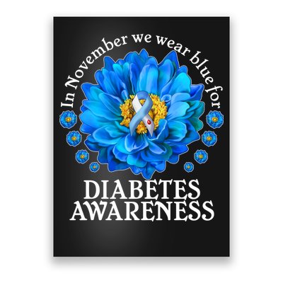 In November We Wear Blue For Diabetes Awareness Poster