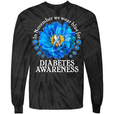 In November We Wear Blue For Diabetes Awareness Tie-Dye Long Sleeve Shirt