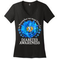 In November We Wear Blue For Diabetes Awareness Women's V-Neck T-Shirt