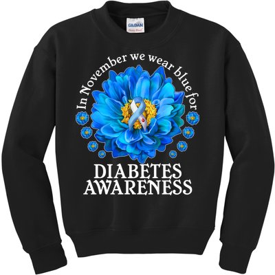 In November We Wear Blue For Diabetes Awareness Kids Sweatshirt