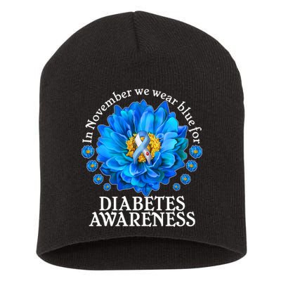 In November We Wear Blue For Diabetes Awareness Short Acrylic Beanie