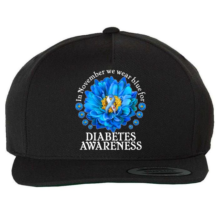 In November We Wear Blue For Diabetes Awareness Wool Snapback Cap