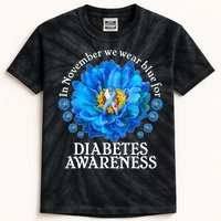 In November We Wear Blue For Diabetes Awareness Kids Tie-Dye T-Shirt