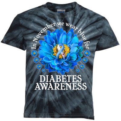 In November We Wear Blue For Diabetes Awareness Kids Tie-Dye T-Shirt