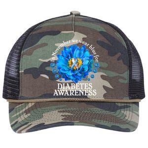 In November We Wear Blue For Diabetes Awareness Retro Rope Trucker Hat Cap