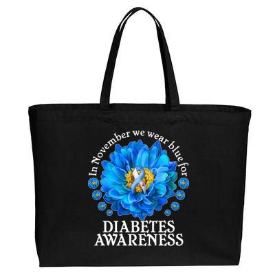 In November We Wear Blue For Diabetes Awareness Cotton Canvas Jumbo Tote