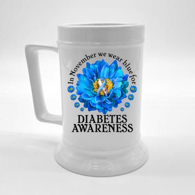 In November We Wear Blue For Diabetes Awareness Beer Stein