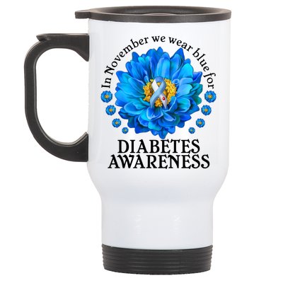 In November We Wear Blue For Diabetes Awareness Stainless Steel Travel Mug