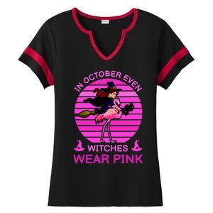 In October Even Witches Wear Pink Ladies Halftime Notch Neck Tee