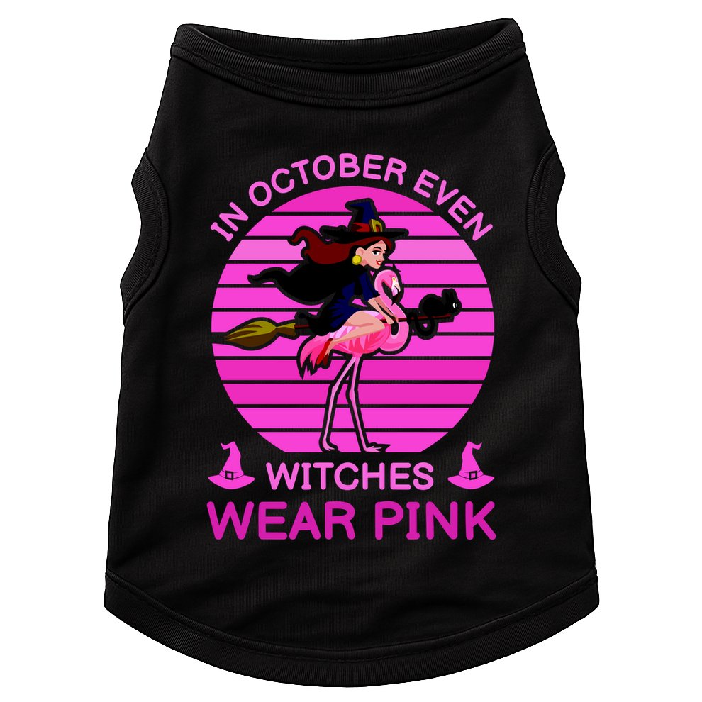 In October Even Witches Wear Pink Doggie Tank