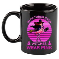 In October Even Witches Wear Pink 11oz C Handle Ceramic Mug