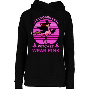 In October Even Witches Wear Pink Womens Funnel Neck Pullover Hood