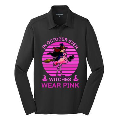 In October Even Witches Wear Pink Silk Touch Performance Long Sleeve Polo