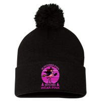 In October Even Witches Wear Pink Pom Pom 12in Knit Beanie