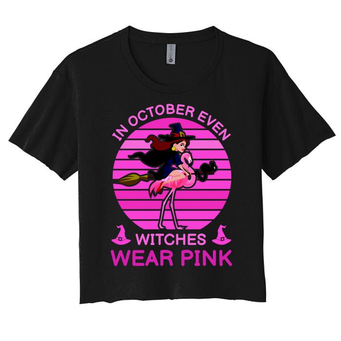 In October Even Witches Wear Pink Women's Crop Top Tee