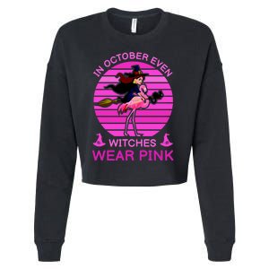 In October Even Witches Wear Pink Cropped Pullover Crew