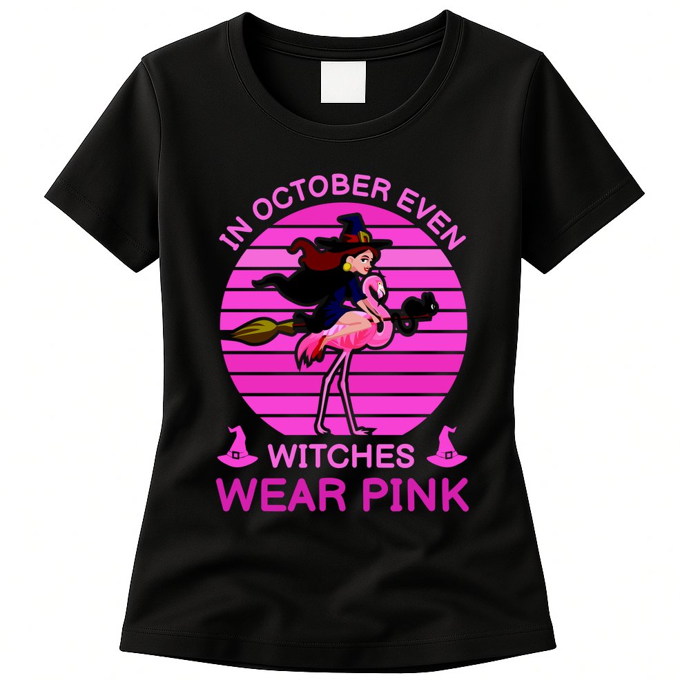 In October Even Witches Wear Pink Womens T-Shirt