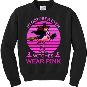 In October Even Witches Wear Pink Kids Sweatshirt