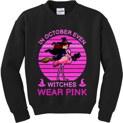 In October Even Witches Wear Pink Kids Sweatshirt